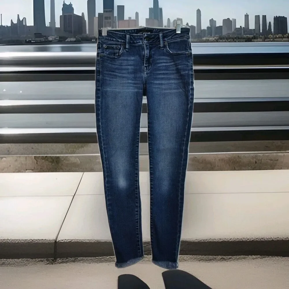 Lucky Brand Lolita Super Skinny Cropped Women's Jeans, 00/24, Raw Hem, Blue - Picture 1 of 13